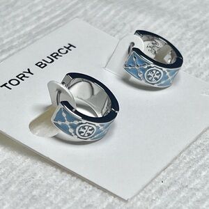 Tory Burch Silver and Tiffany Blue Earrings